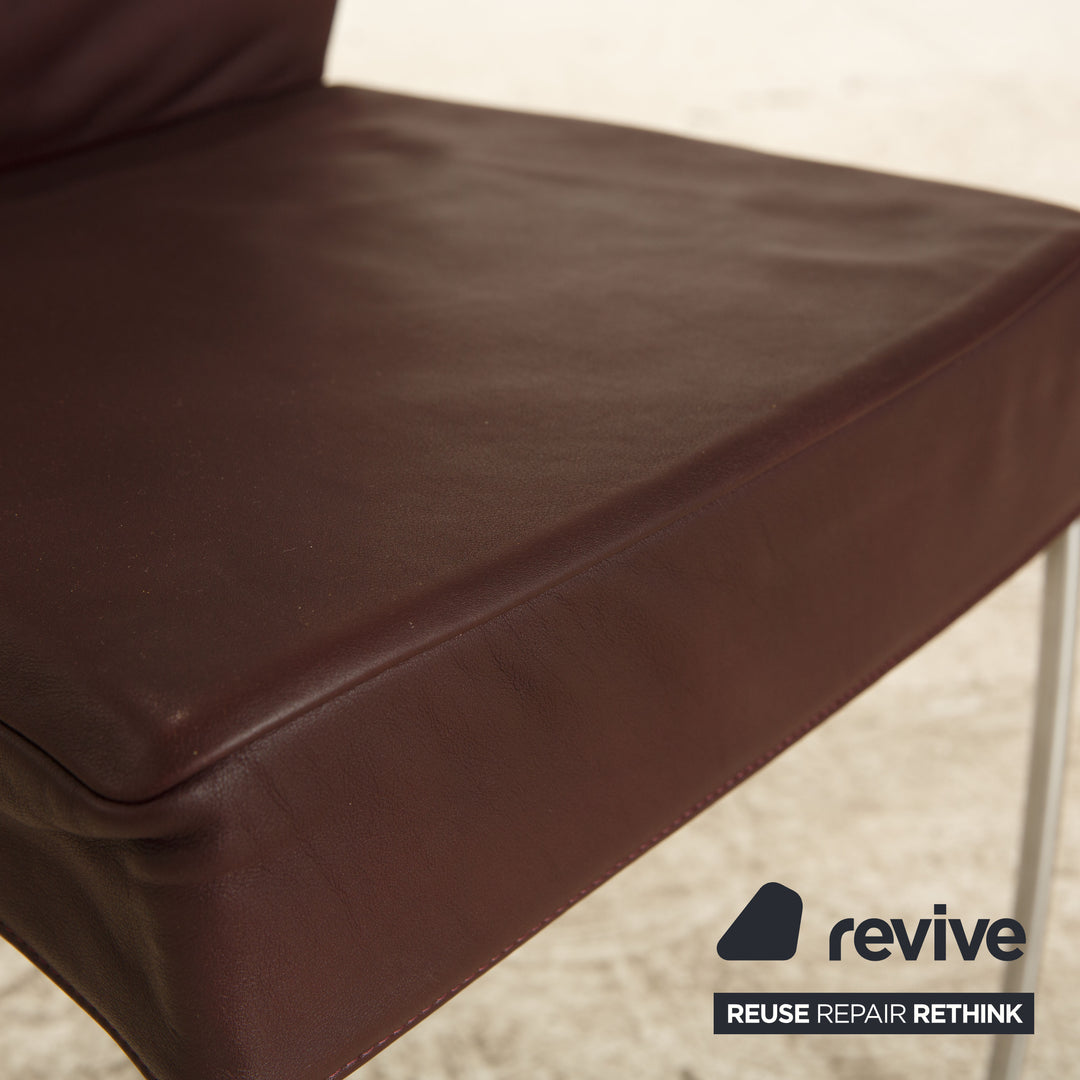 Lot de 6 chaises Montis Spica en cuir violet foncé salle à manger