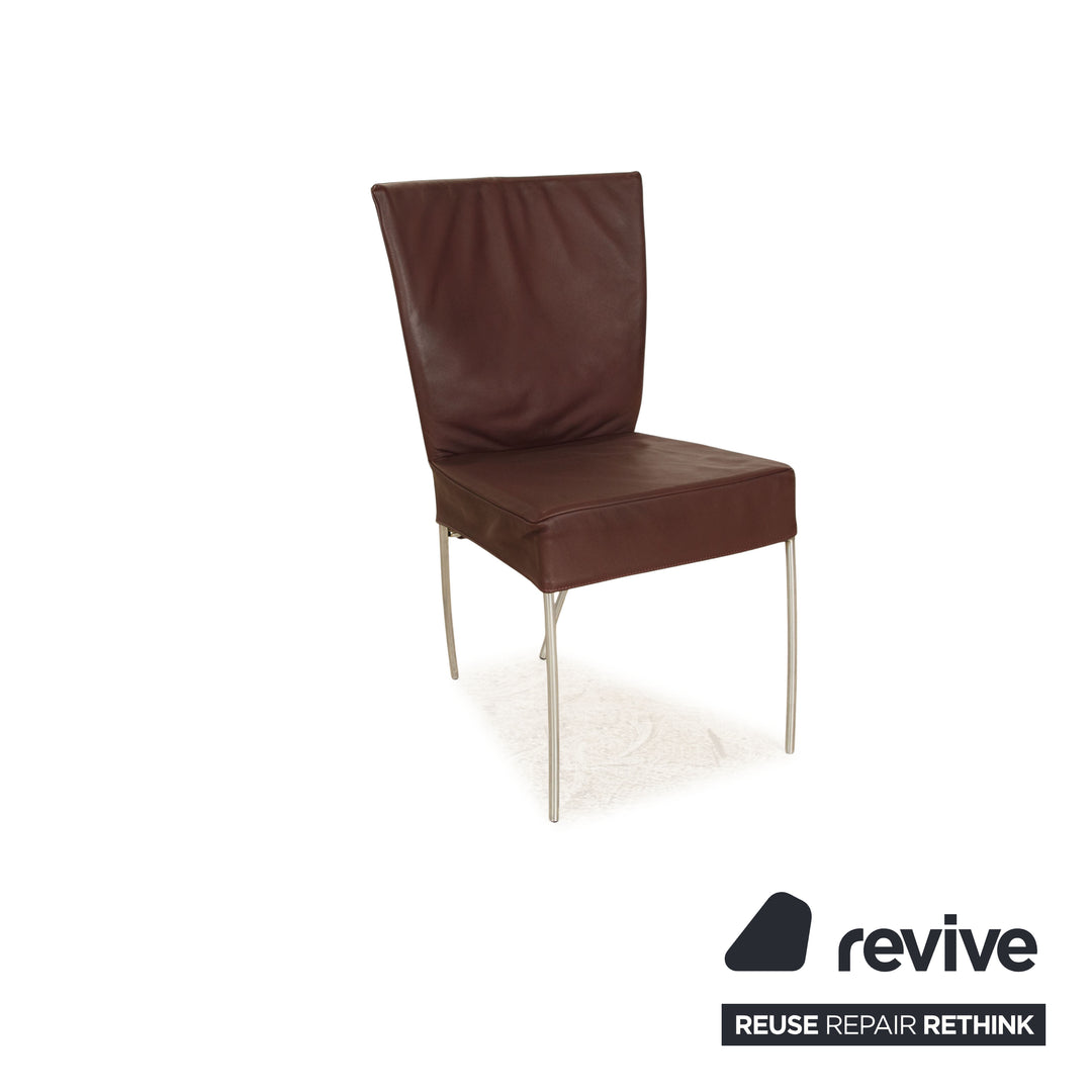Lot de 6 chaises Montis Spica en cuir violet foncé salle à manger