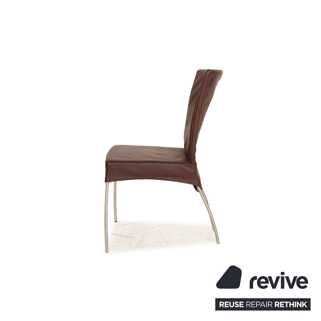 Lot de 6 chaises Montis Spica en cuir violet foncé salle à manger