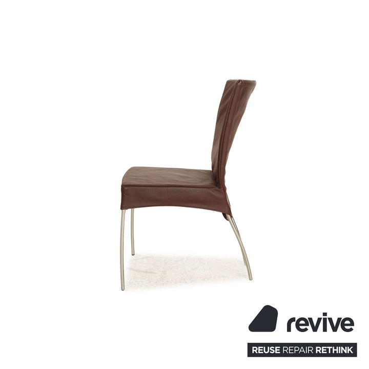 Lot de 6 chaises Montis Spica en cuir violet foncé salle à manger