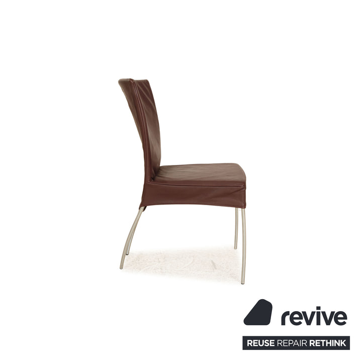 Lot de 6 chaises Montis Spica en cuir violet foncé salle à manger