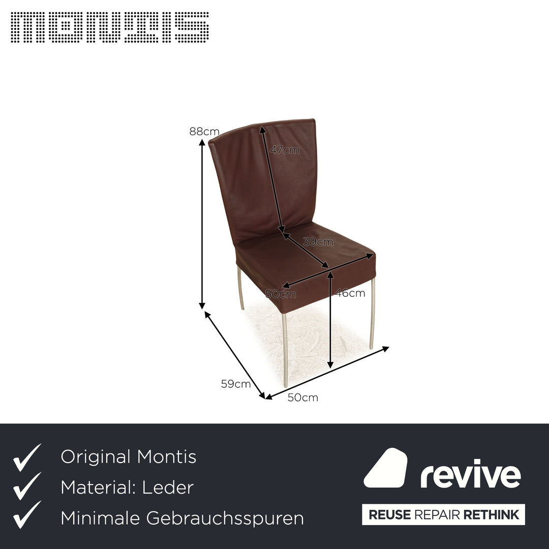 Lot de 6 chaises Montis Spica en cuir violet foncé salle à manger