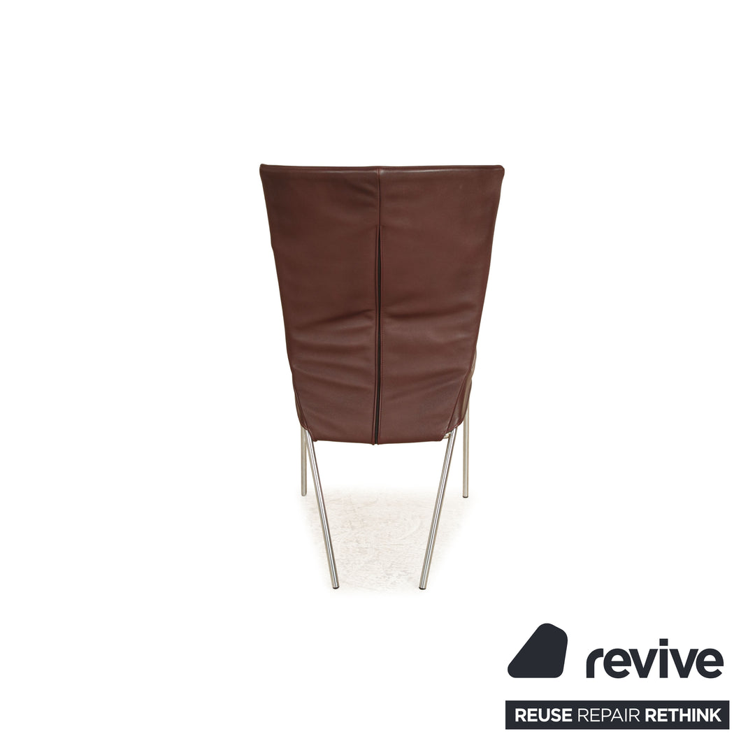 Lot de 6 chaises Montis Spica en cuir violet foncé salle à manger