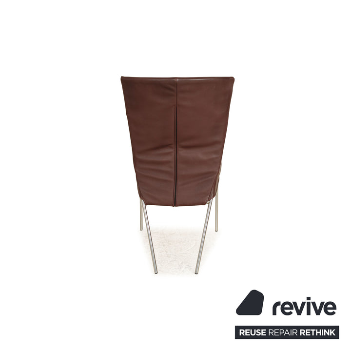 Lot de 6 chaises Montis Spica en cuir violet foncé salle à manger