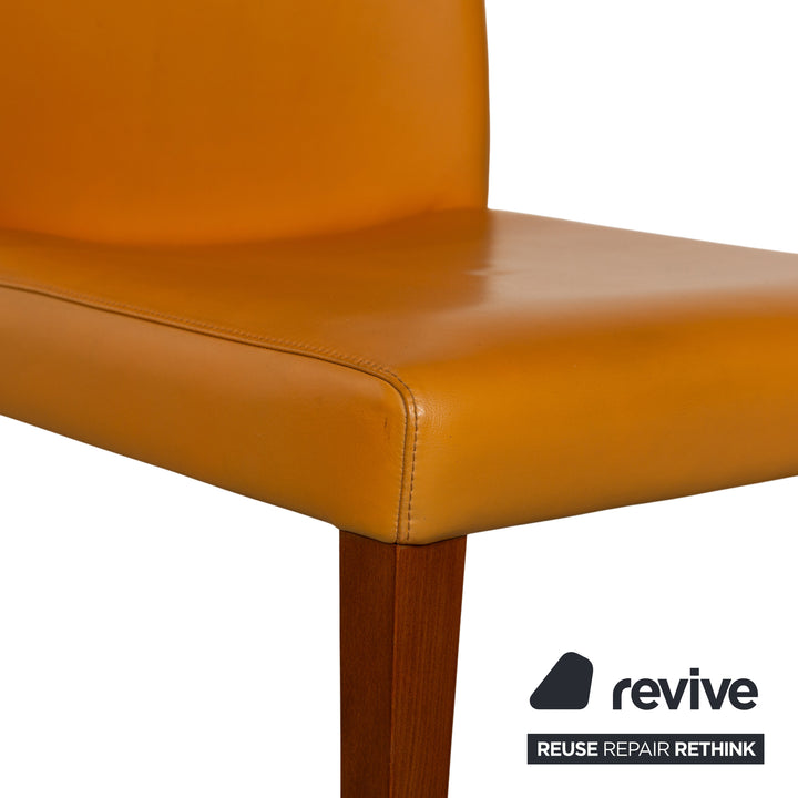 6er Garnitur Poltrona Frau Leder Stuhl Braun Gelb Orange