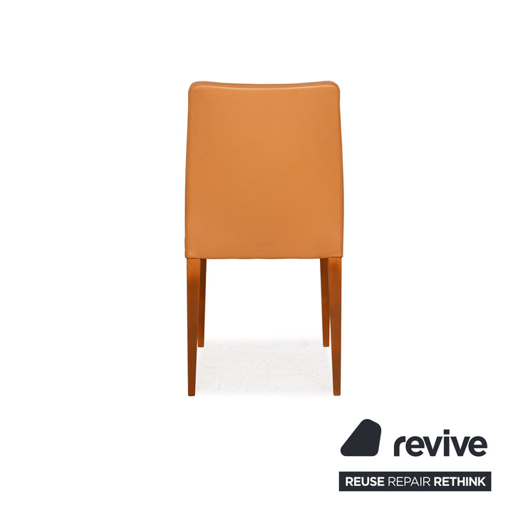 Ensemble de 6 chaises en cuir Poltrona Frau orange et beige