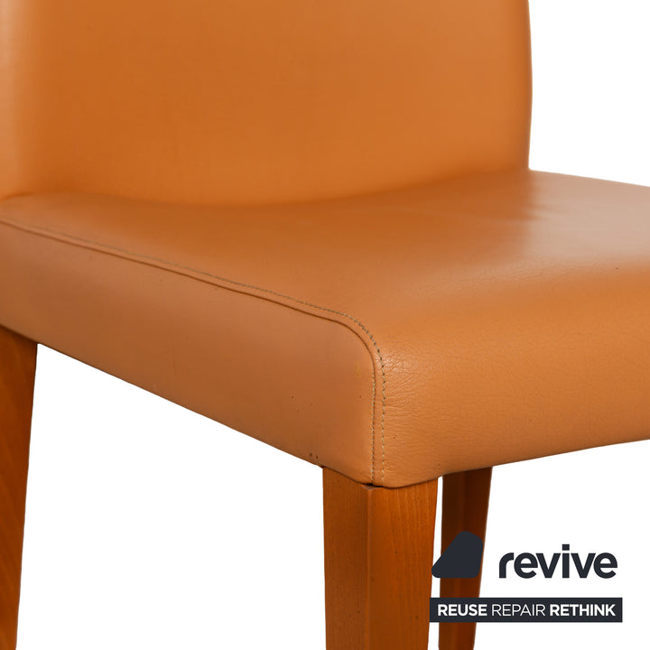 Ensemble de 6 chaises en cuir Poltrona Frau orange et beige
