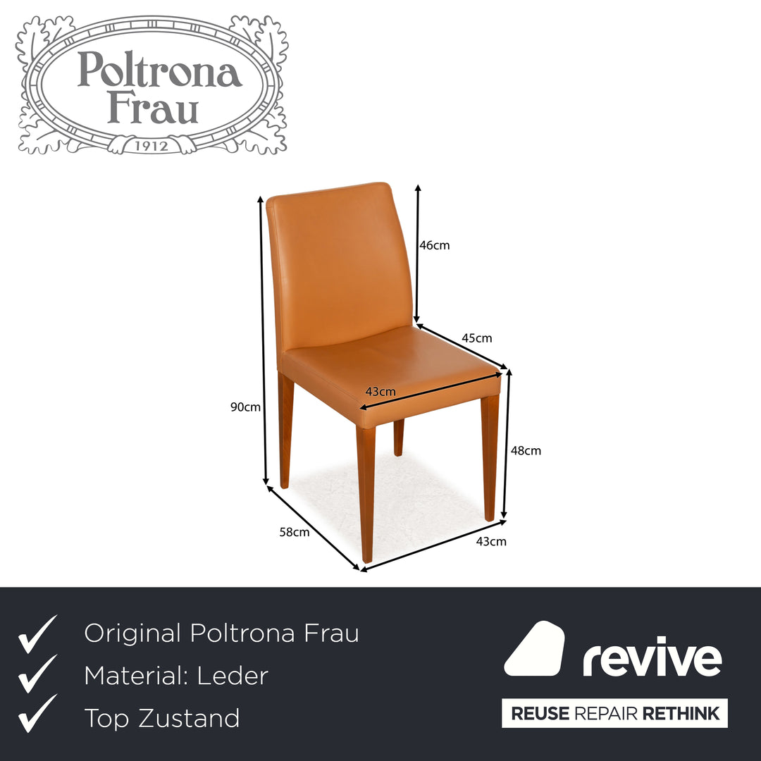 Ensemble de 6 chaises en cuir Poltrona Frau orange et beige
