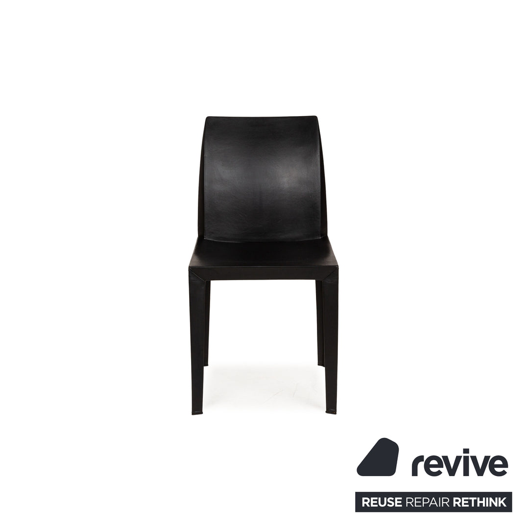 Lot de 6 chaises Poltrona Frau Lola en cuir noir