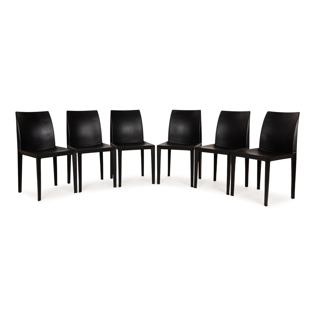 Lot de 6 chaises Poltrona Frau Lola en cuir noir