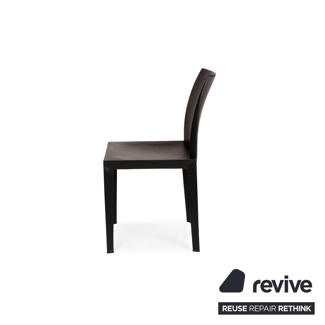 Lot de 6 chaises Poltrona Frau Lola en cuir noir