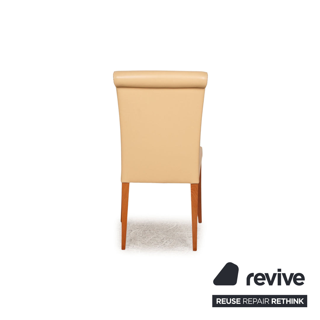 Set of 6 Poltrona Frau Vittoria leather chairs cream dining room