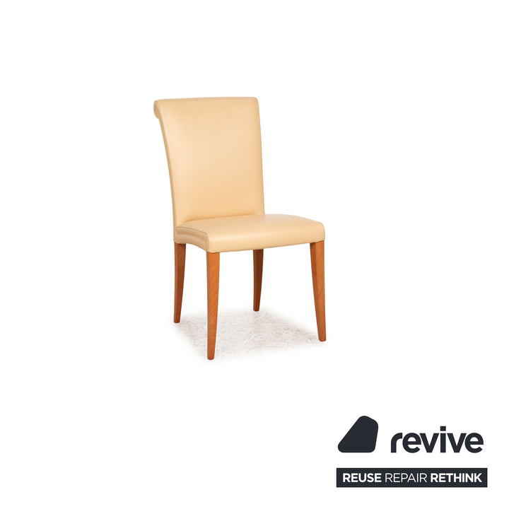 Set of 6 Poltrona Frau Vittoria leather chairs cream dining room