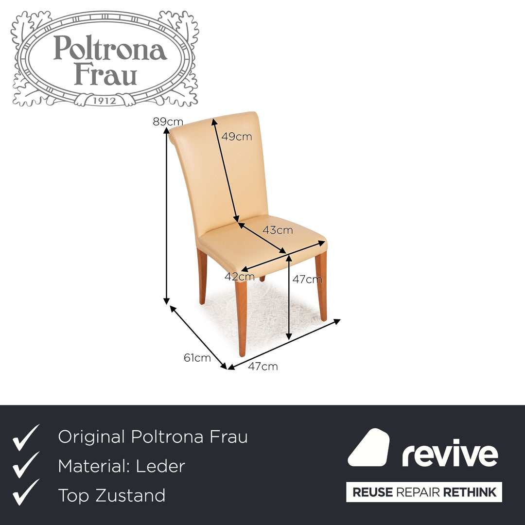 Set of 6 Poltrona Frau Vittoria leather chairs cream dining room