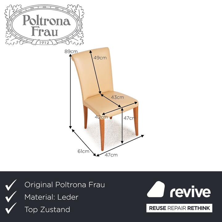 Set of 6 Poltrona Frau Vittoria leather chairs cream dining room