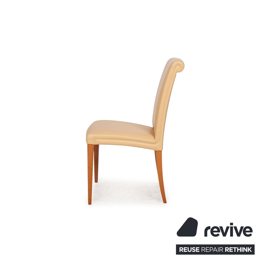 Set of 6 Poltrona Frau Vittoria leather chairs cream dining room