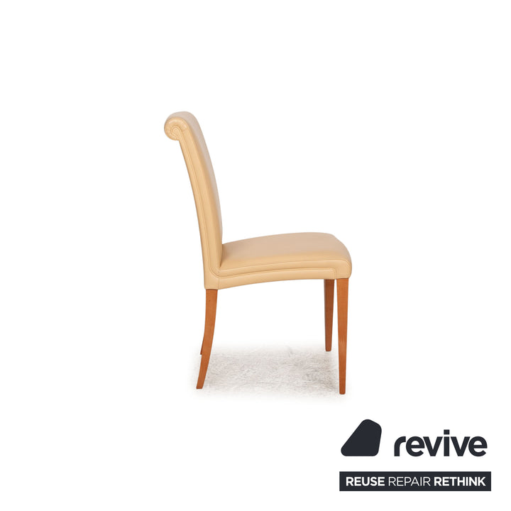 Set of 6 Poltrona Frau Vittoria leather chairs cream dining room