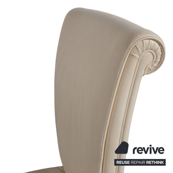Set of 6 Poltrona Frau Vittoria leather chairs, cream dining chairs