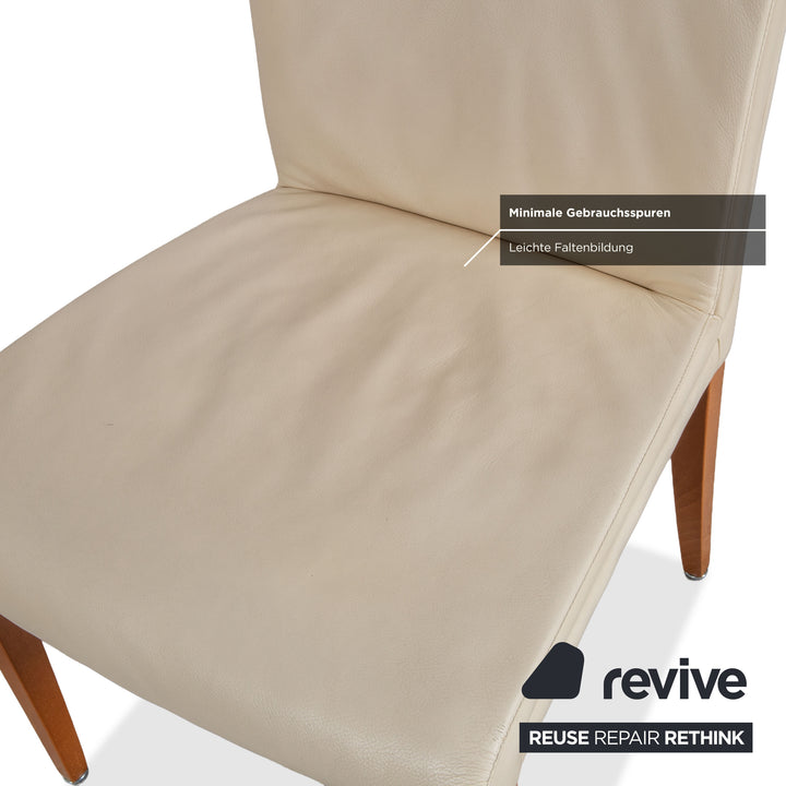 Set of 6 Poltrona Frau Vittoria leather chairs, cream dining chairs
