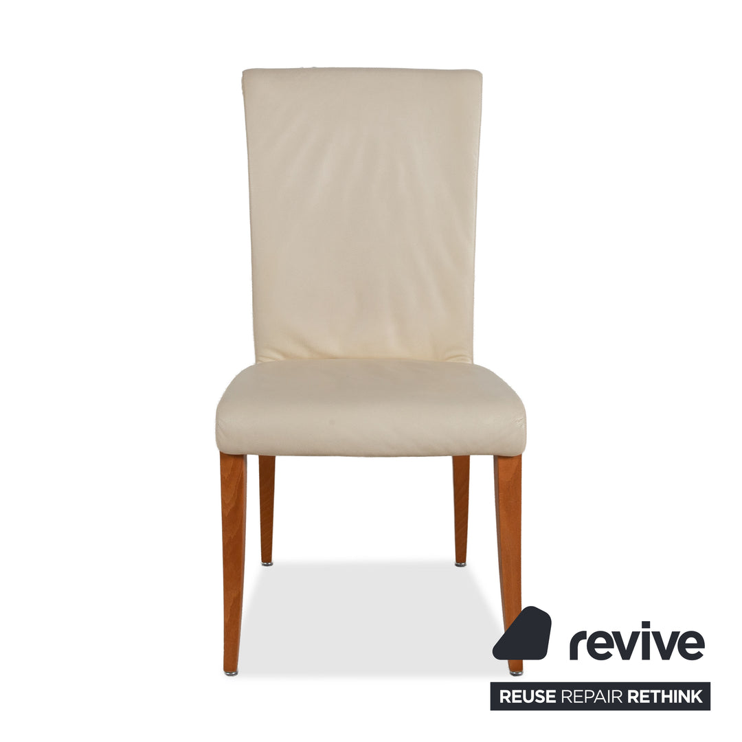 Set of 6 Poltrona Frau Vittoria leather chairs, cream dining chairs