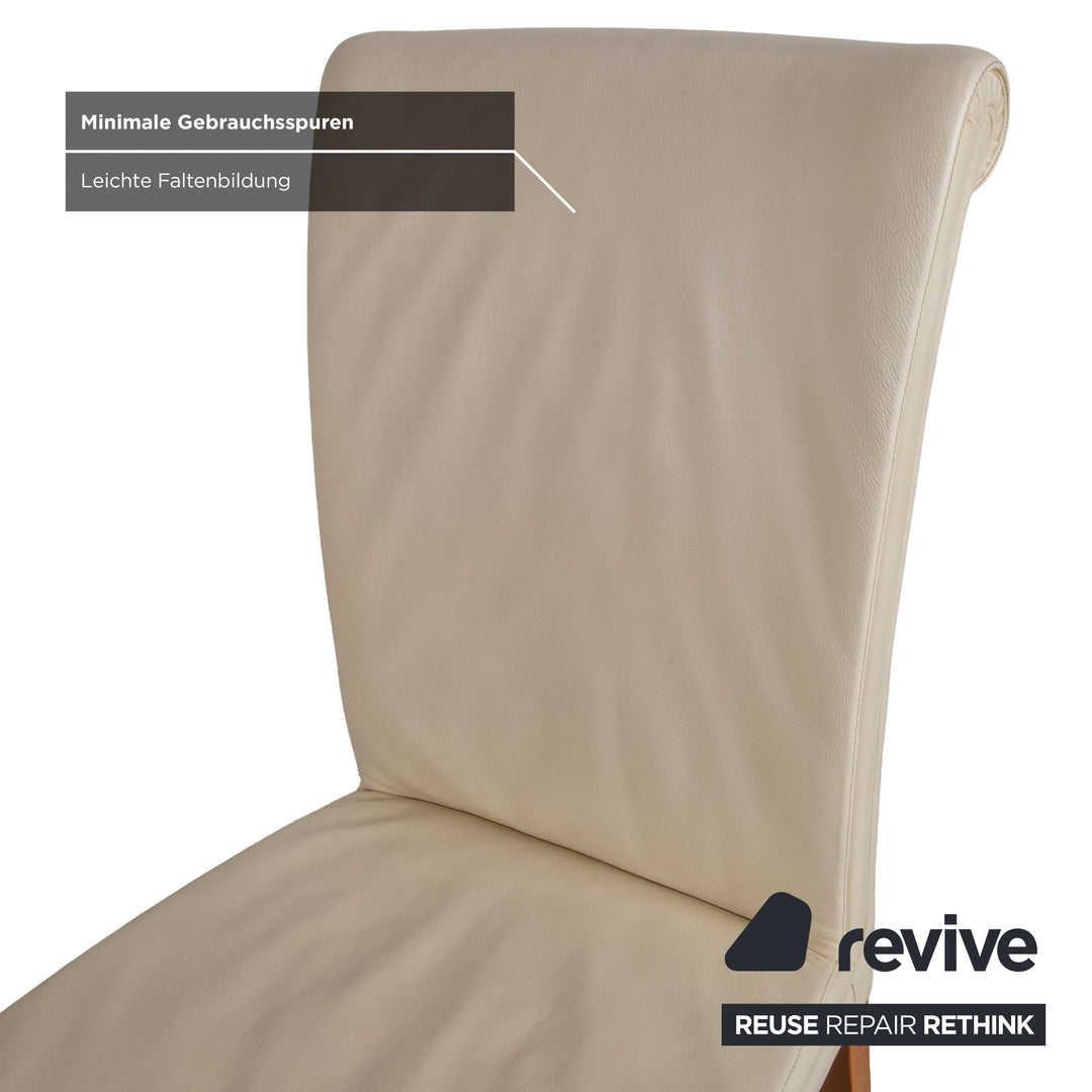 Set of 6 Poltrona Frau Vittoria leather chairs, cream dining chairs