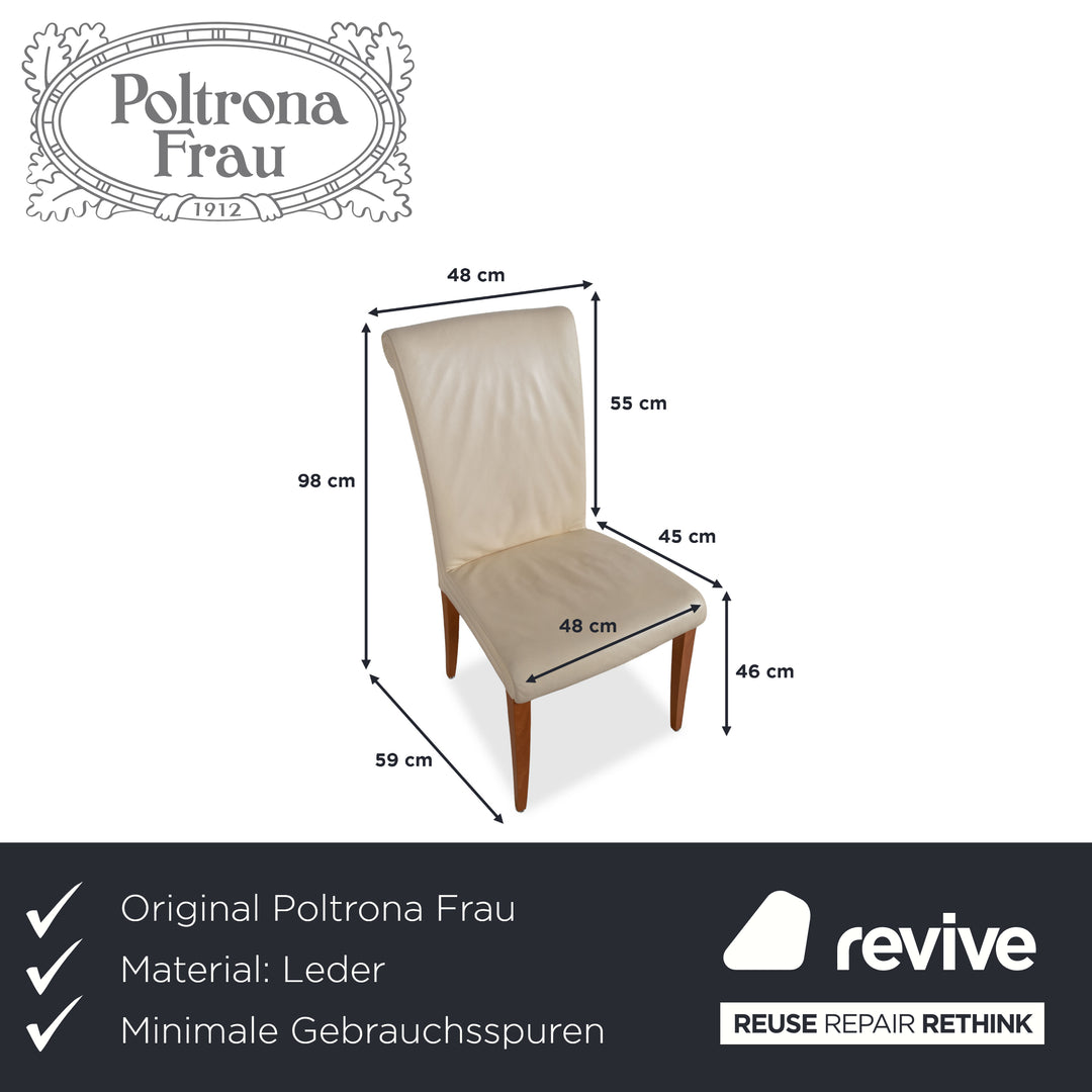 Set of 6 Poltrona Frau Vittoria leather chairs, cream dining chairs