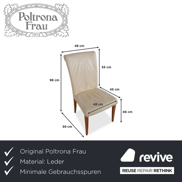 Set of 6 Poltrona Frau Vittoria leather chairs, cream dining chairs