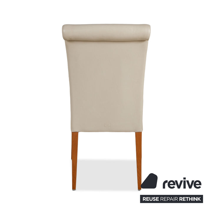 Set of 6 Poltrona Frau Vittoria leather chairs, cream dining chairs