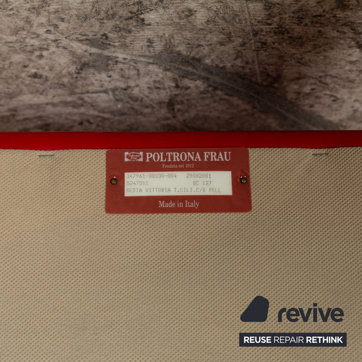 Ensemble de 6 chaises en cuir Poltrona Frau Vittoria rouge avec accoudoirs salle à manger