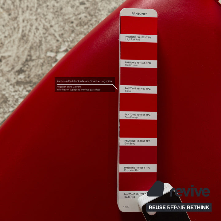 Ensemble de 6 chaises en cuir Poltrona Frau Vittoria rouge avec accoudoirs salle à manger