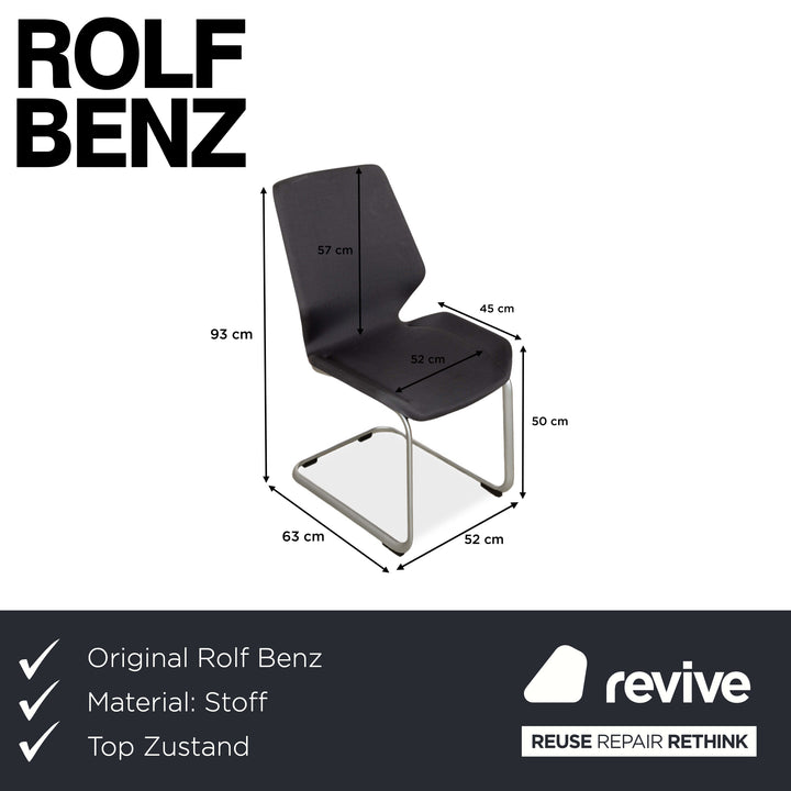 Set of 6 Rolf Benz 610 Fabric Chair Gray