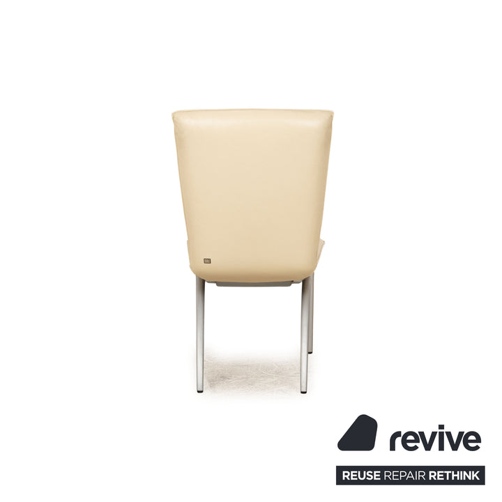 Lot de 6 chaises en cuir Rolf Benz 7000 crème salle à manger