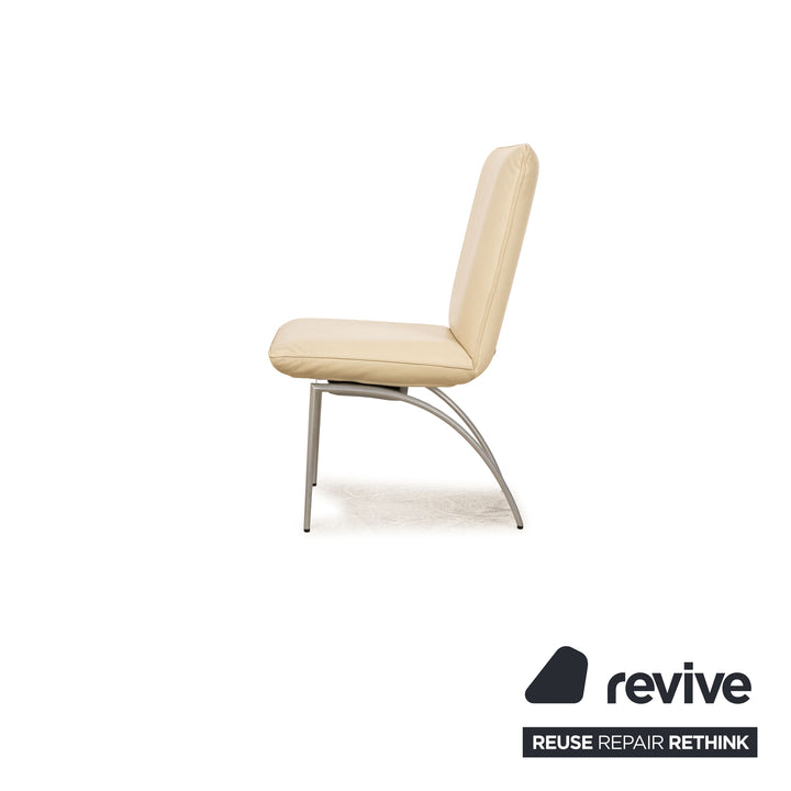 Lot de 6 chaises en cuir Rolf Benz 7000 crème salle à manger