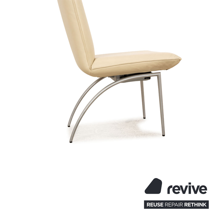Lot de 6 chaises en cuir Rolf Benz 7000 crème salle à manger
