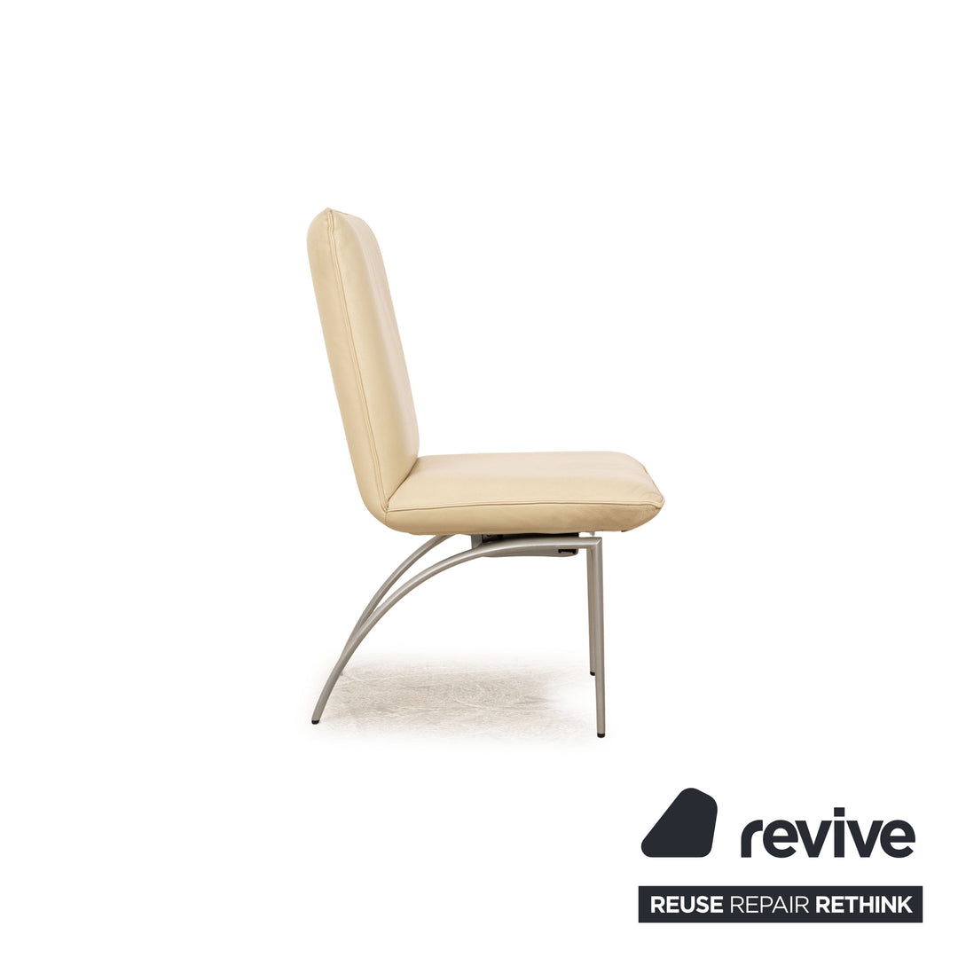 Lot de 6 chaises en cuir Rolf Benz 7000 crème salle à manger