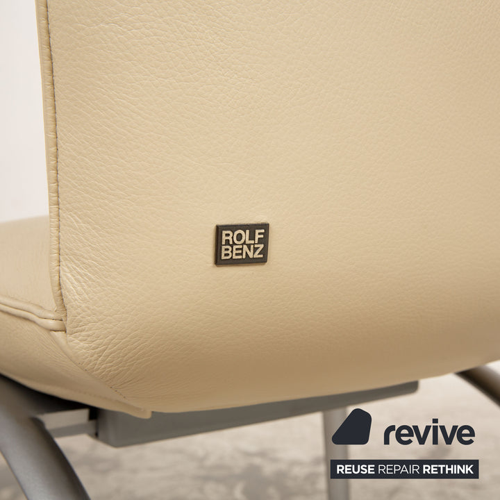 Lot de 6 chaises en cuir Rolf Benz 7000 crème salle à manger