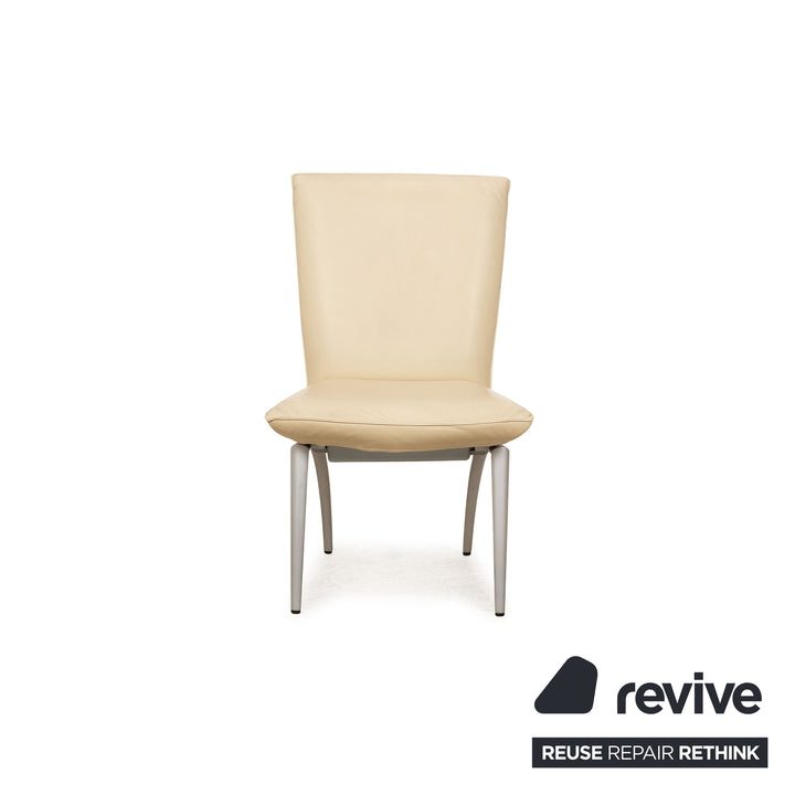 Lot de 6 chaises en cuir Rolf Benz 7000 crème salle à manger