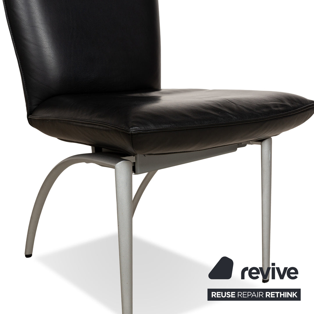 6er Garnitur Rolf Benz 7000 Leder Stuhl Schwarz Creme
