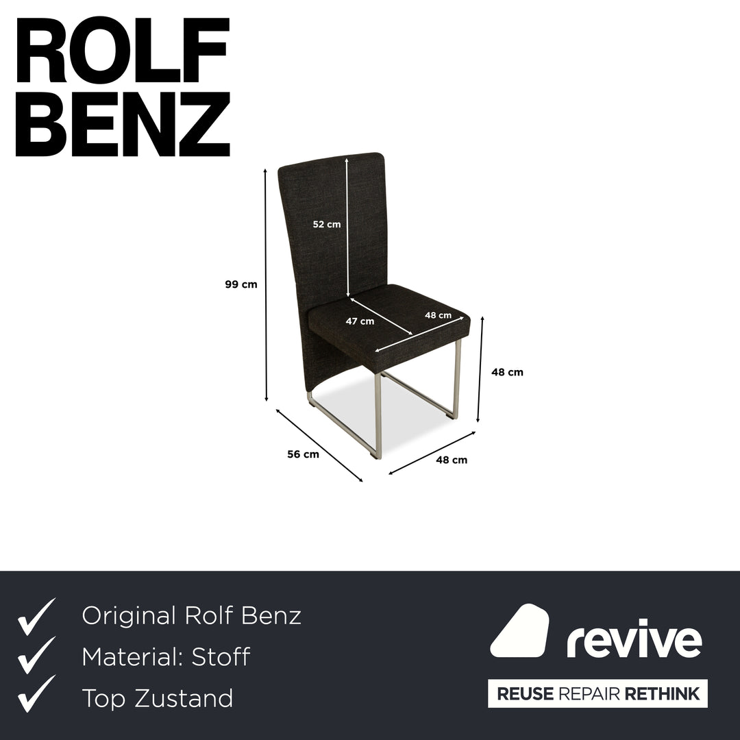 Rolf Benz 7400 fabric chair set of 6, anthracite, dark grey, dining room