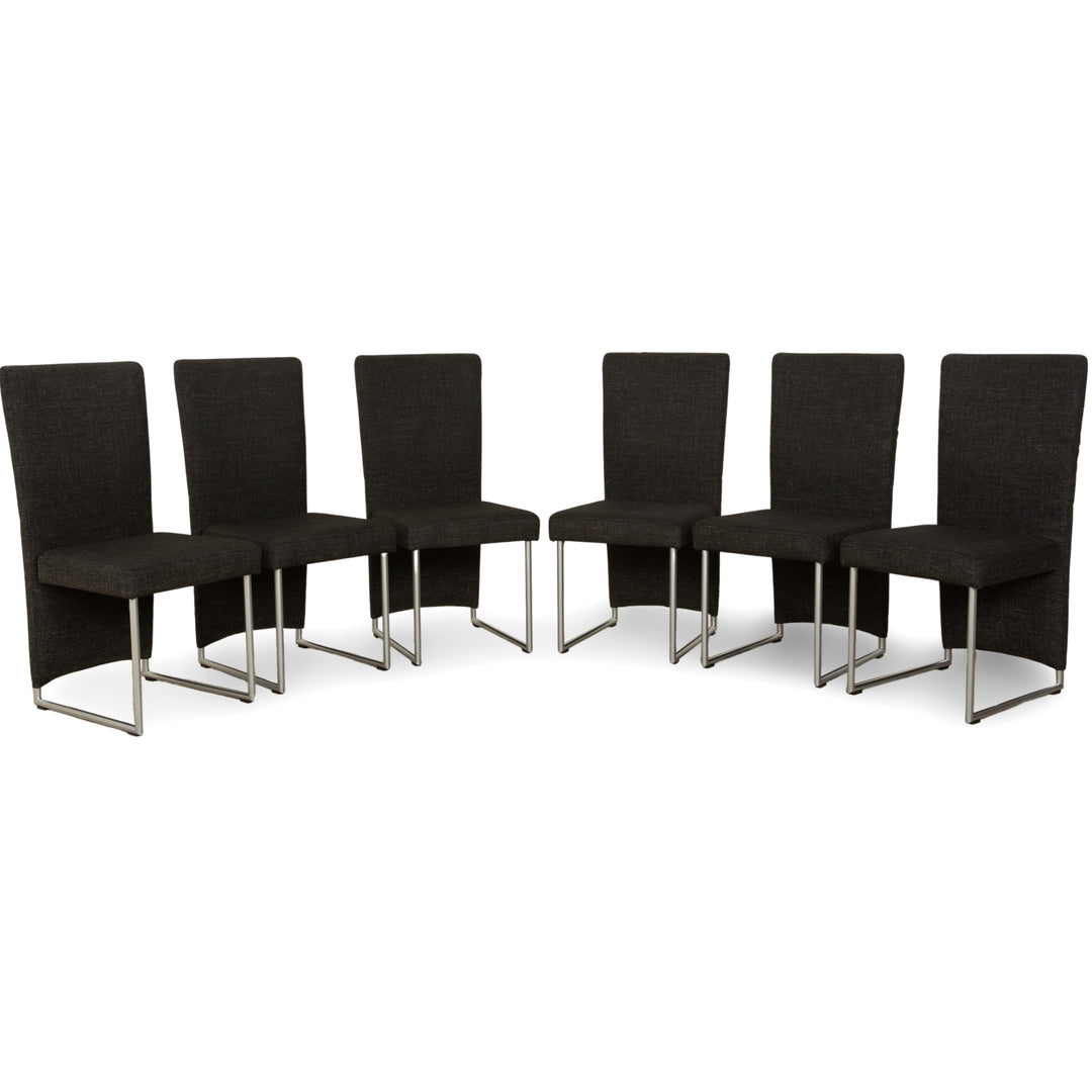 Rolf Benz 7400 fabric chair set of 6, anthracite, dark grey, dining room
