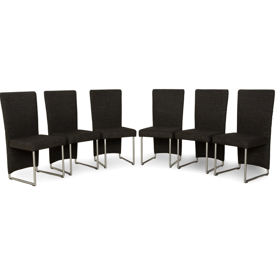 Lot de 6 chaises en tissu Rolf Benz 7400, anthracite, gris foncé, pour salle à manger