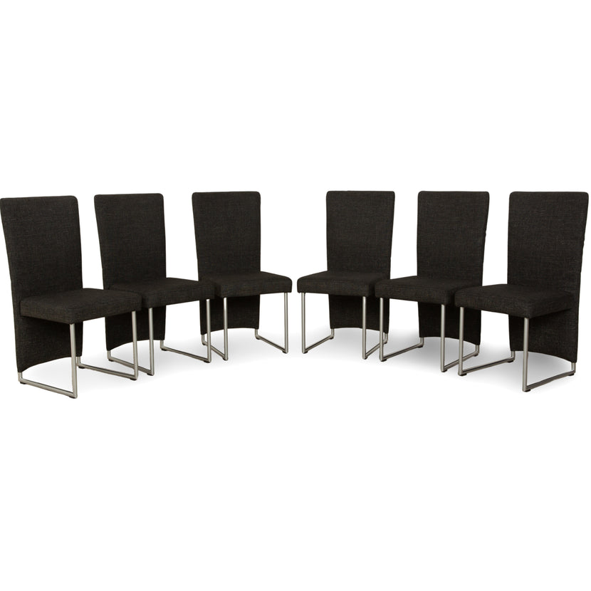Lot de 6 chaises en tissu Rolf Benz 7400, anthracite, gris foncé, pour salle à manger