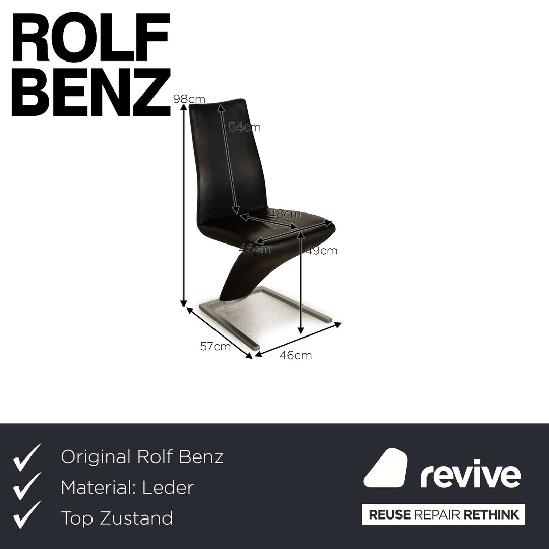 Set of 6 Rolf Benz 7800 leather black