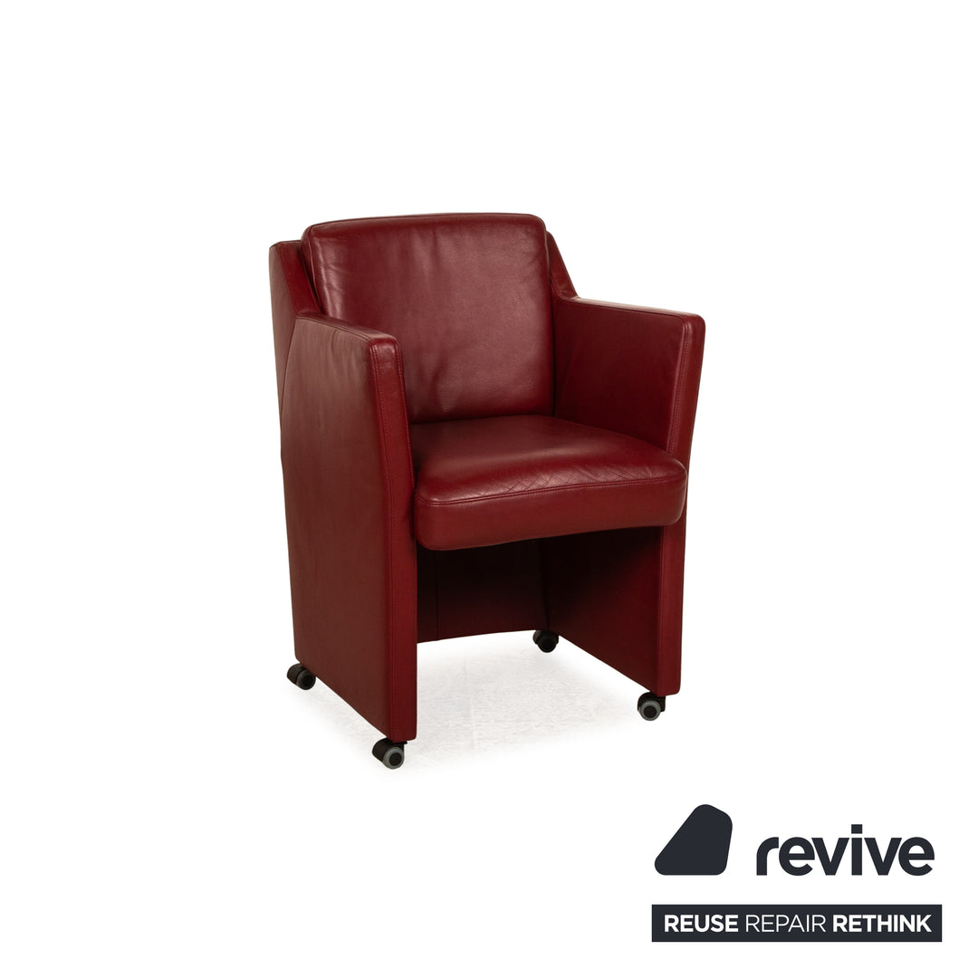 Lot de 6 chaises en cuir Rolf Benz rouge