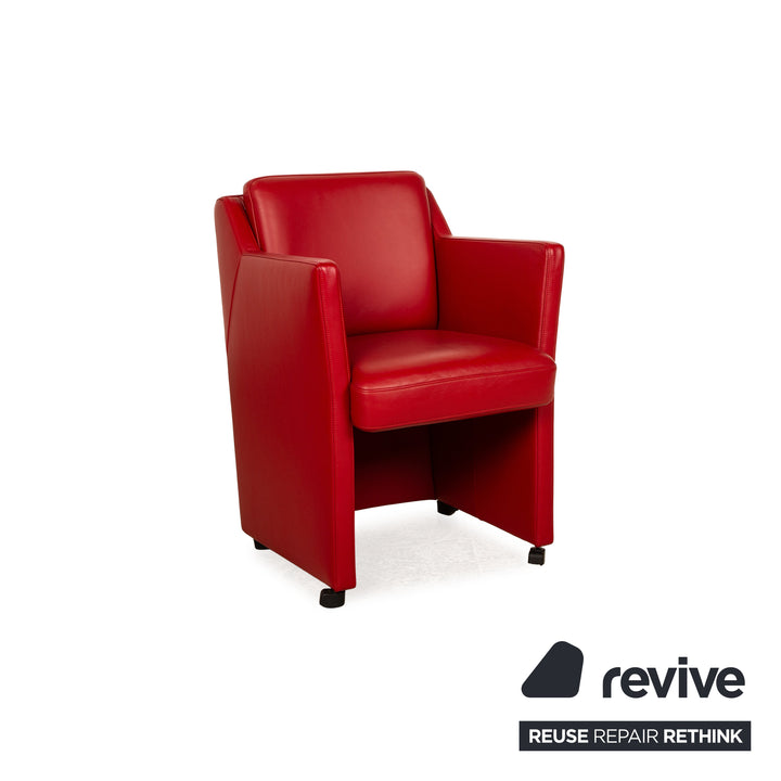 Lot de 6 chaises en cuir Rolf Benz rouge