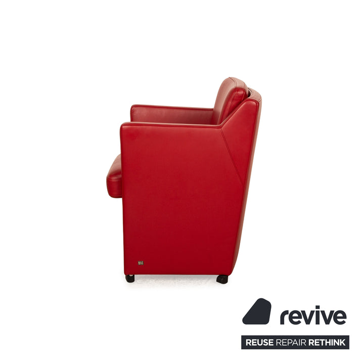 Lot de 6 chaises en cuir Rolf Benz rouge