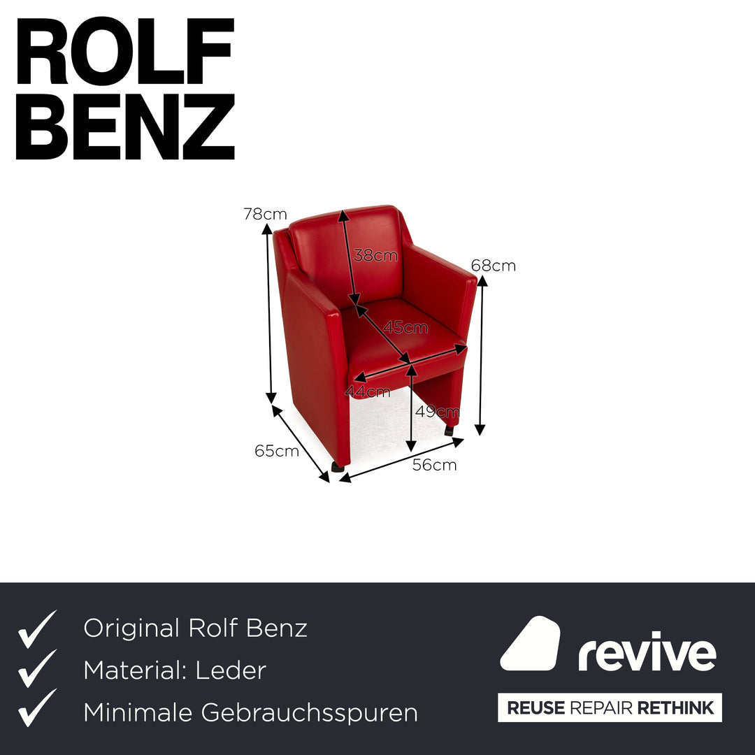 Lot de 6 chaises en cuir Rolf Benz rouge