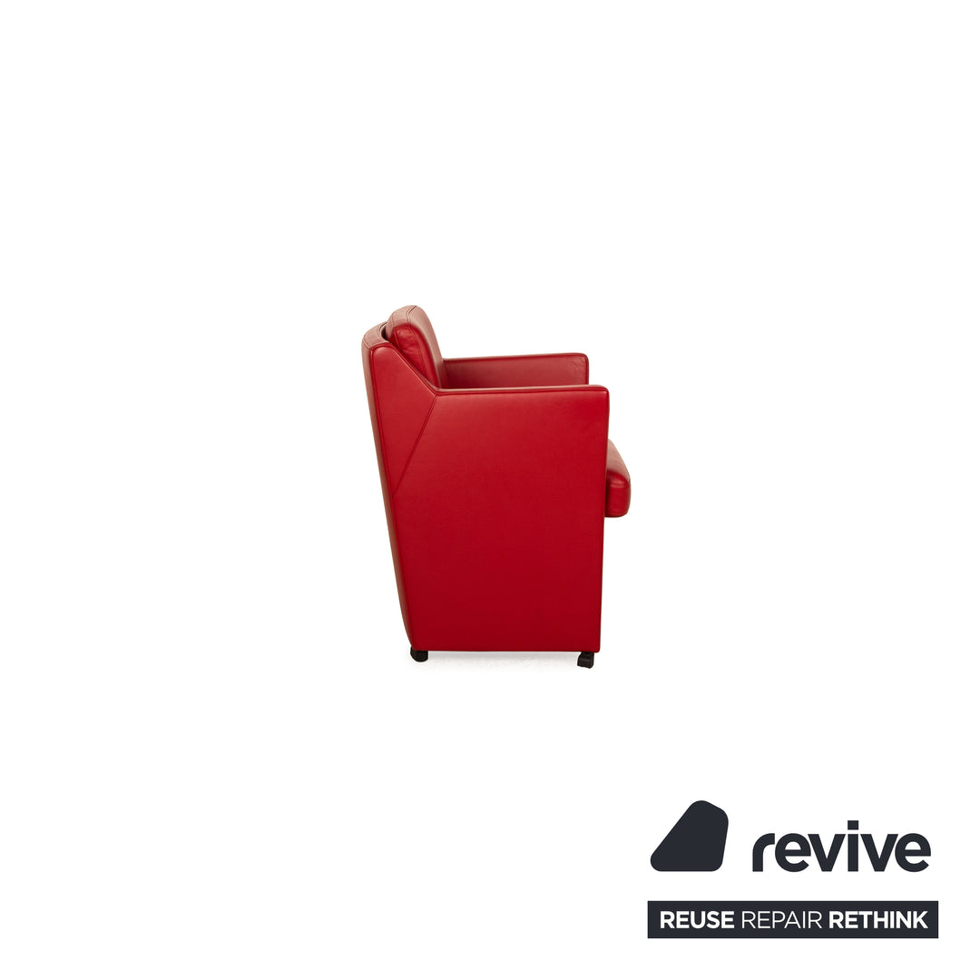 Lot de 6 chaises en cuir Rolf Benz rouge