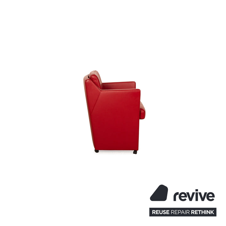 Lot de 6 chaises en cuir Rolf Benz rouge