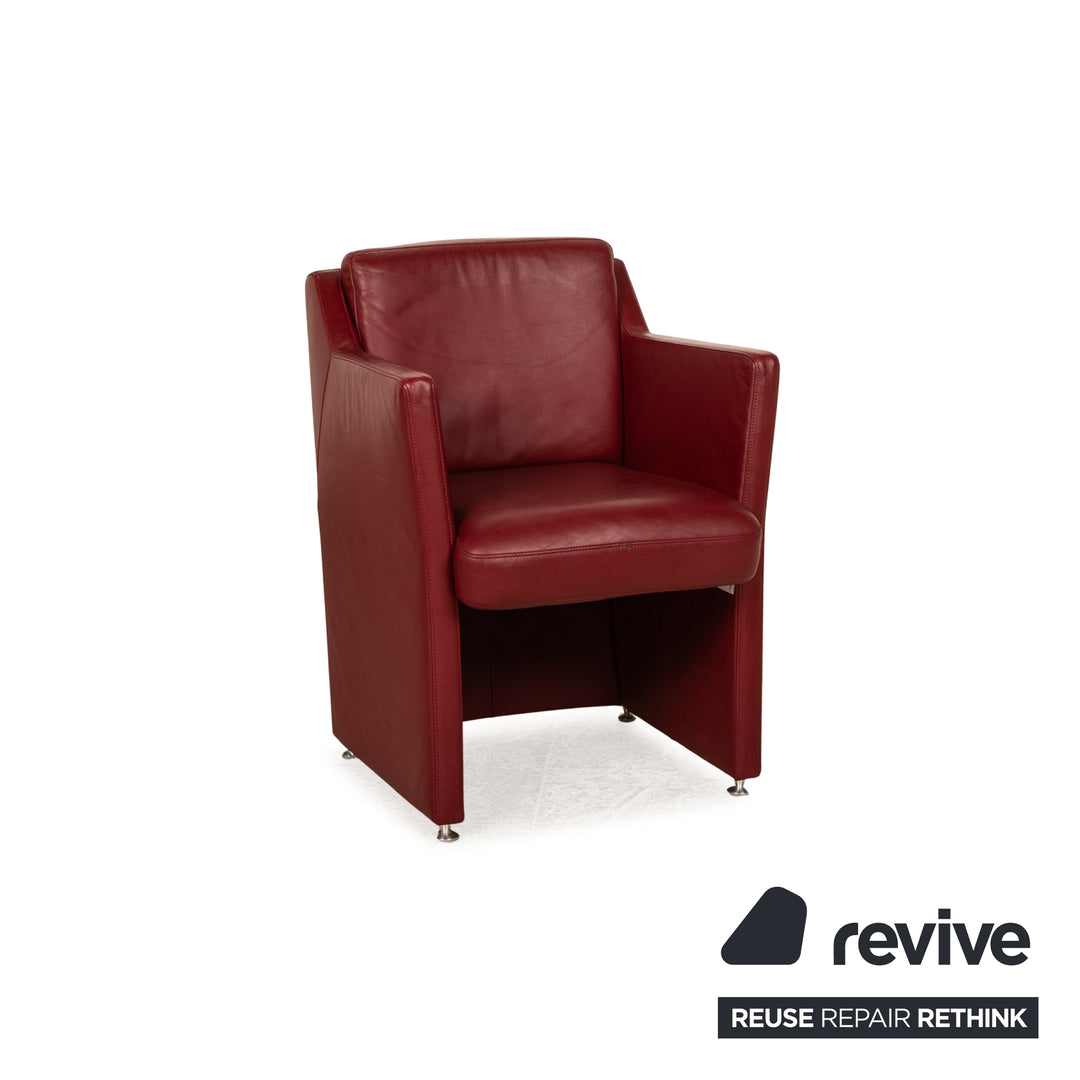 Lot de 6 chaises en cuir Rolf Benz rouge